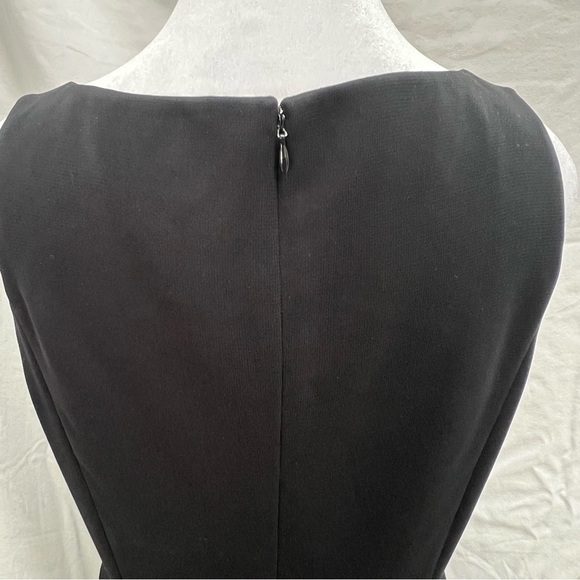 NWOT Tahari Arthur S. Levine sleeveless black dress with pleated trim. - Picture 7 of 10